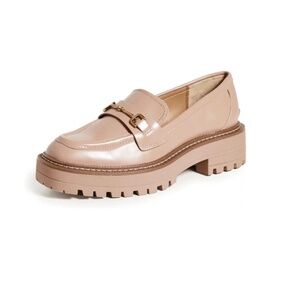 Sam Edelman Laurs Maple Sugar Leather Rounded Toe platform Chunky Heel Loafers